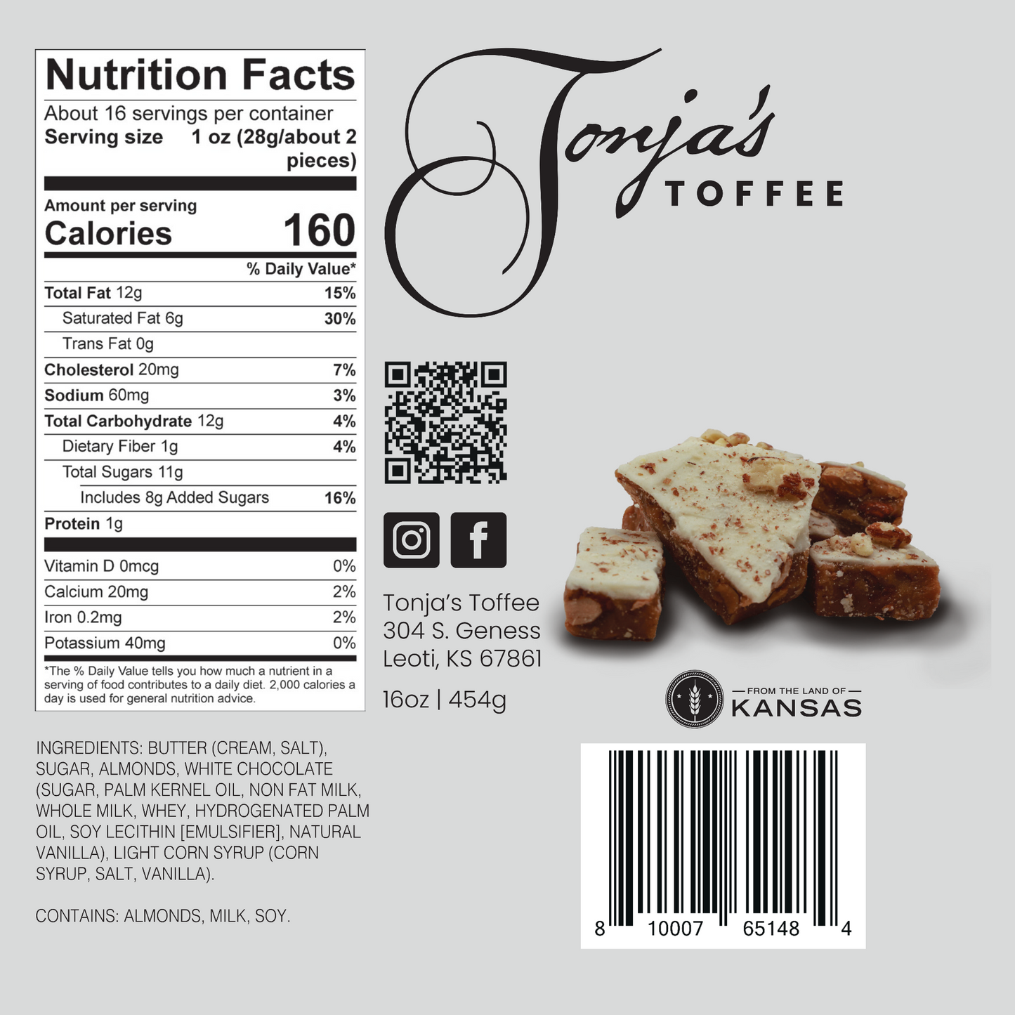 White Chocolate Almond Toffee with crunchy toffee & almonds