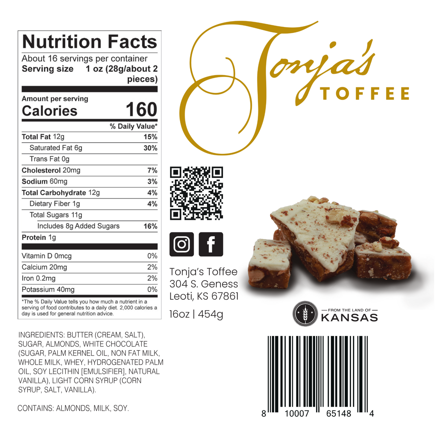 Butterscotch Almond Toffee - Gourmet toffee with almonds